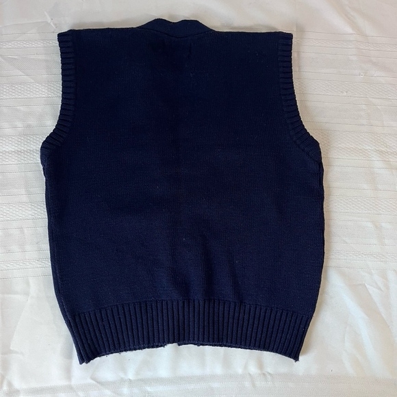 Vintage Foxcroft Virgin Wool Blue Preppy Medium Men’s Sleeveless Vest Academic - Picture 10 of 11